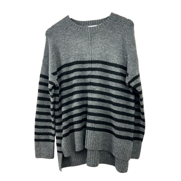 Anthropologie Current Air Womens Gray Black L Sweater Stripe Ribbed Boho Retro H - Picture 3 of 9